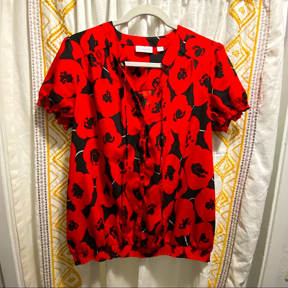 New York Company bright poppy blouse